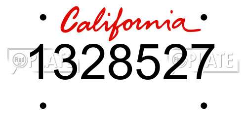 1328527 California License Plate