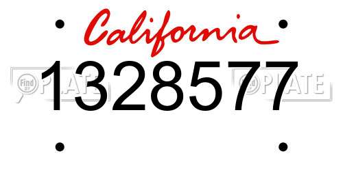 1328577 California License Plate