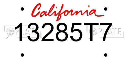 13285T7 California License Plate