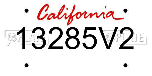 13285V2 California License Plate
