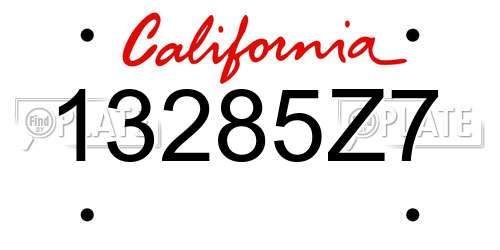 13285Z7 California License Plate