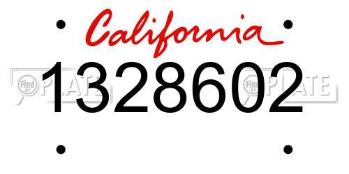 1328602 California License Plate