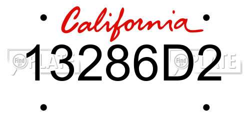 13286D2 California License Plate