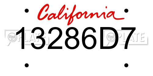 13286D7 California License Plate