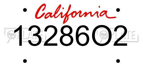 13286O2 California License Plate