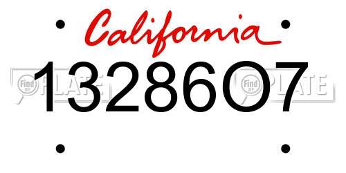 13286O7 California License Plate