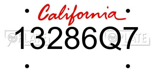 13286Q7 California License Plate