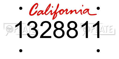 1328811 California License Plate