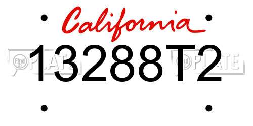 13288T2 California License Plate