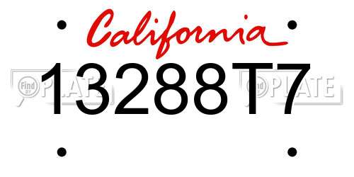 13288T7 California License Plate