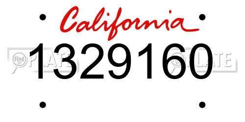 1329160 California License Plate