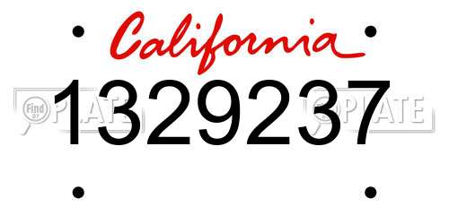 1329237 California License Plate