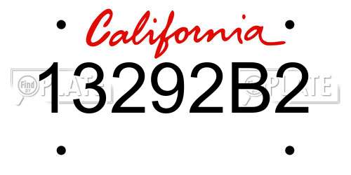 13292B2 California License Plate