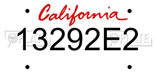 13292E2 California License Plate