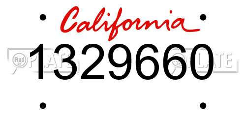 1329660 California License Plate