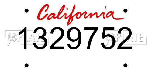 1329752 California License Plate