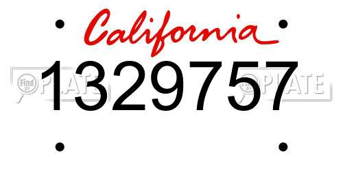 1329757 California License Plate