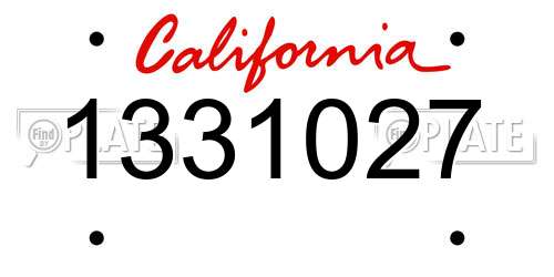 1331027 California License Plate