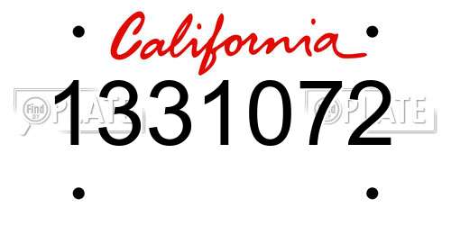 1331072 California License Plate
