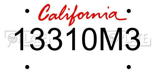 13310M3 California License Plate