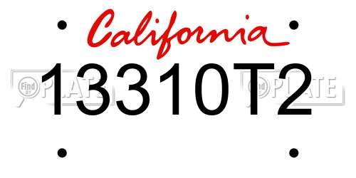 13310T2 California License Plate
