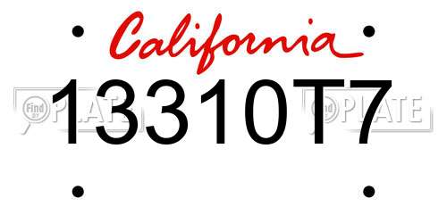13310T7 California License Plate