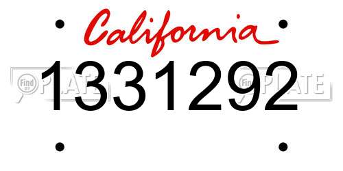 1331292 California License Plate