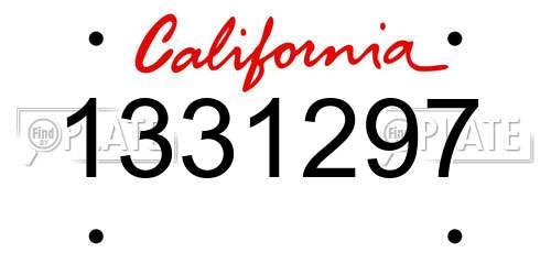 1331297 California License Plate