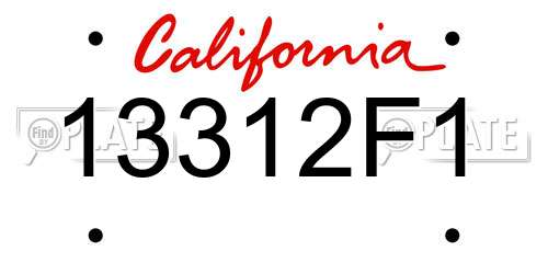 13312F1 California License Plate