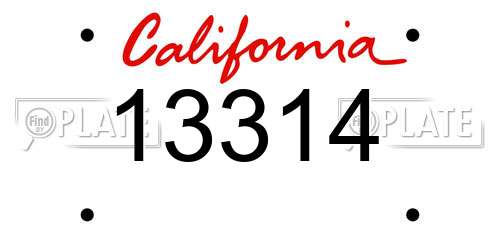 13314 California License Plate