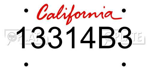 13314B3 California License Plate