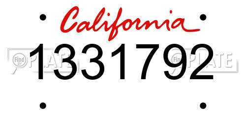 1331792 California License Plate