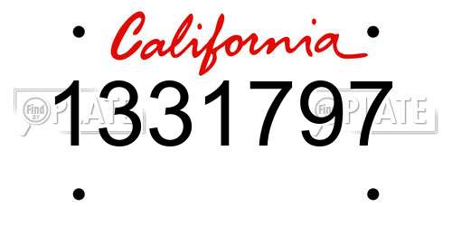 1331797 California License Plate
