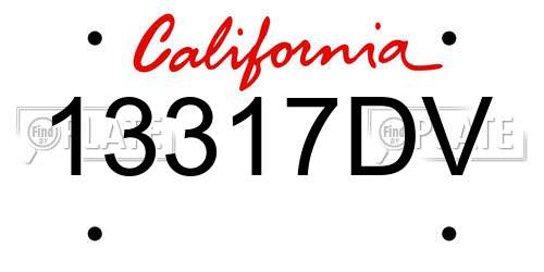 13317DV California License Plate