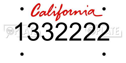 1332222 California License Plate