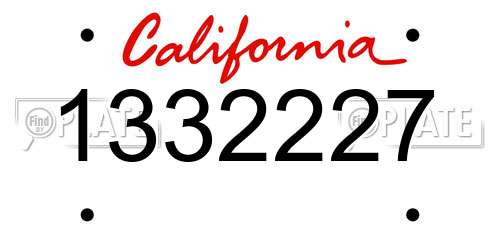 1332227 California License Plate