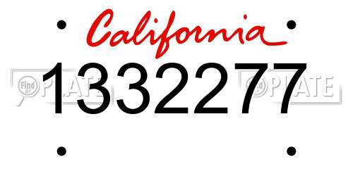 1332277 California License Plate