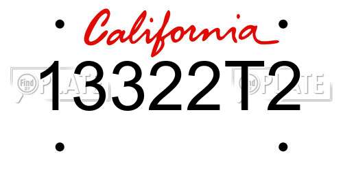 13322T2 California License Plate