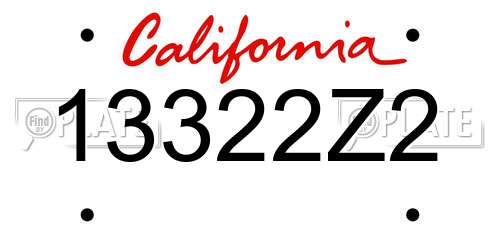 13322Z2 California License Plate