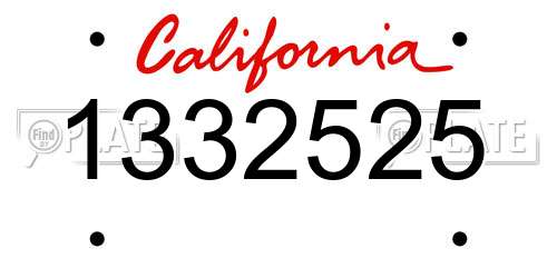 1332525 California License Plate