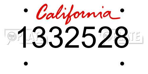 1332528 California License Plate