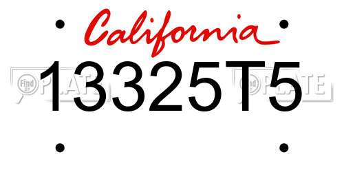 13325T5 California License Plate