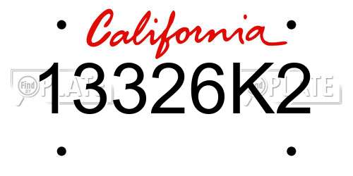 13326K2 California License Plate