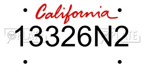 13326N2 California License Plate