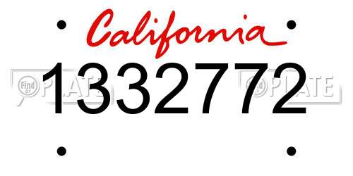 1332772 California License Plate