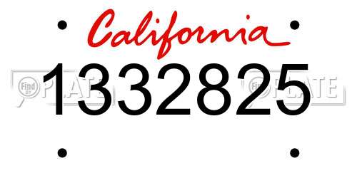1332825 California License Plate