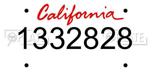 1332828 California License Plate
