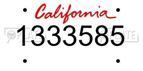 1333585 California License Plate