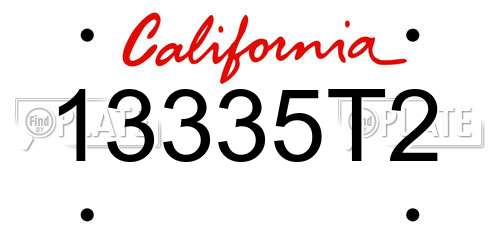 13335T2 California License Plate