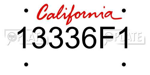 13336F1 California License Plate